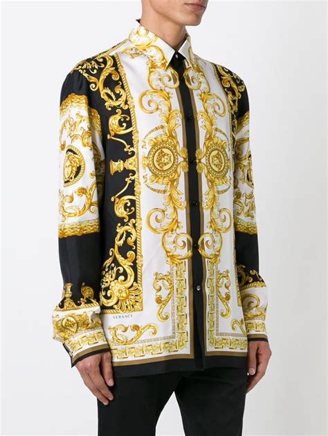 black and gold versace silk shirt|versace polo shirts for men.